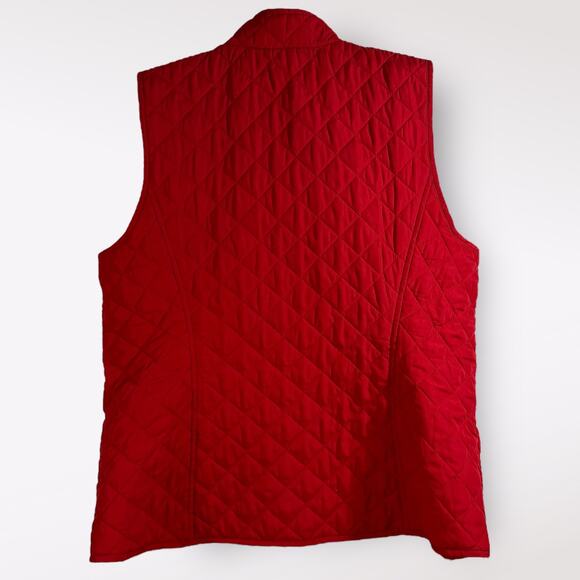 J Jill Quilted Puffer Vest Women’s Size Medium Red Full Zip Sleeveless Active - Picture 4 of 7